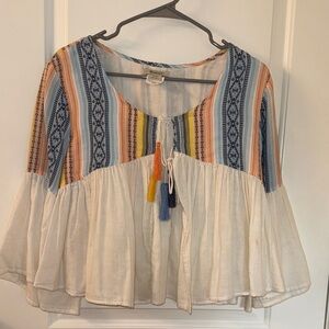 Ariat Multicolor Striped Tassel Blouse